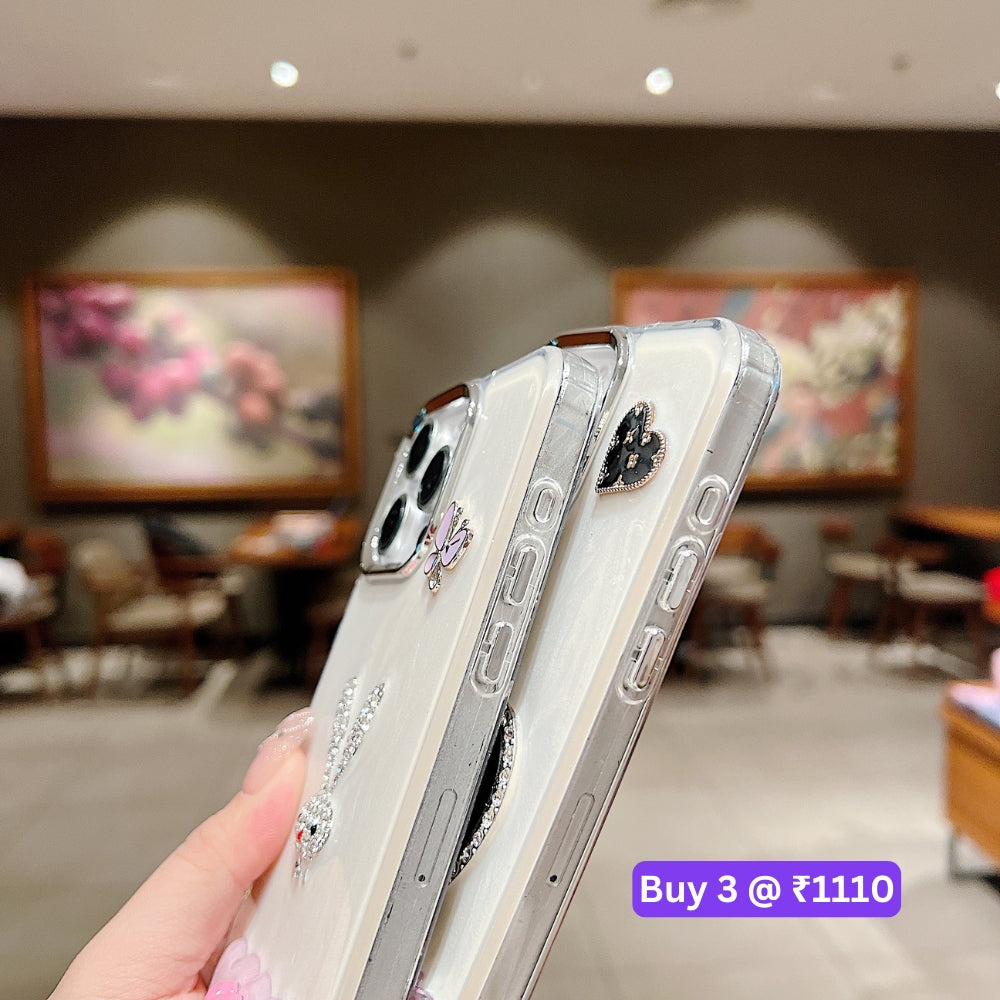 Tiny Bear | Flower | Heart | Mirror Shockproof TPU (Soft) Phone Case - iPhone 14 Pro