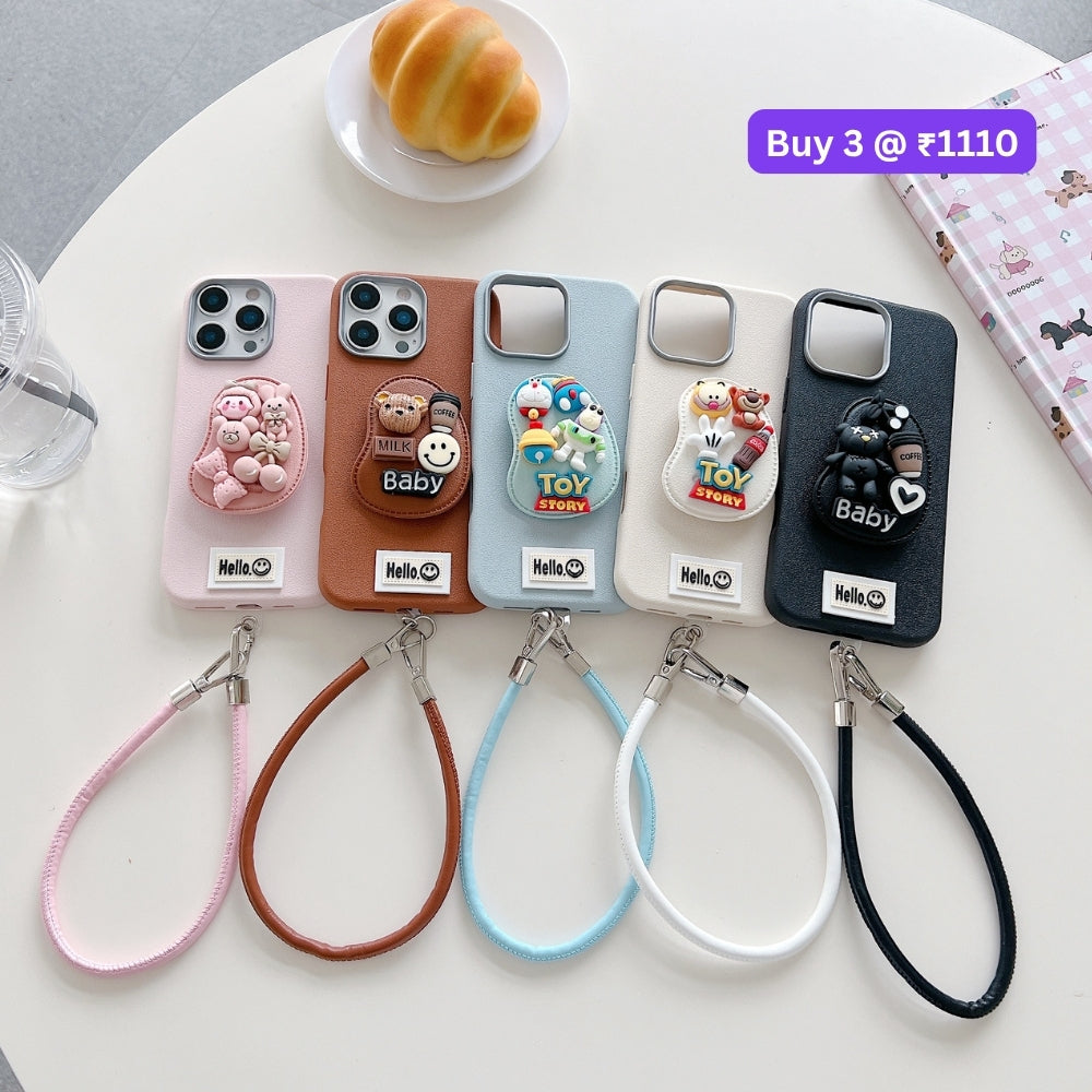 Toy Story Holder PU Leather Phone Case | Mobile Cover with Bracelet - iPhone 14 Pro Max