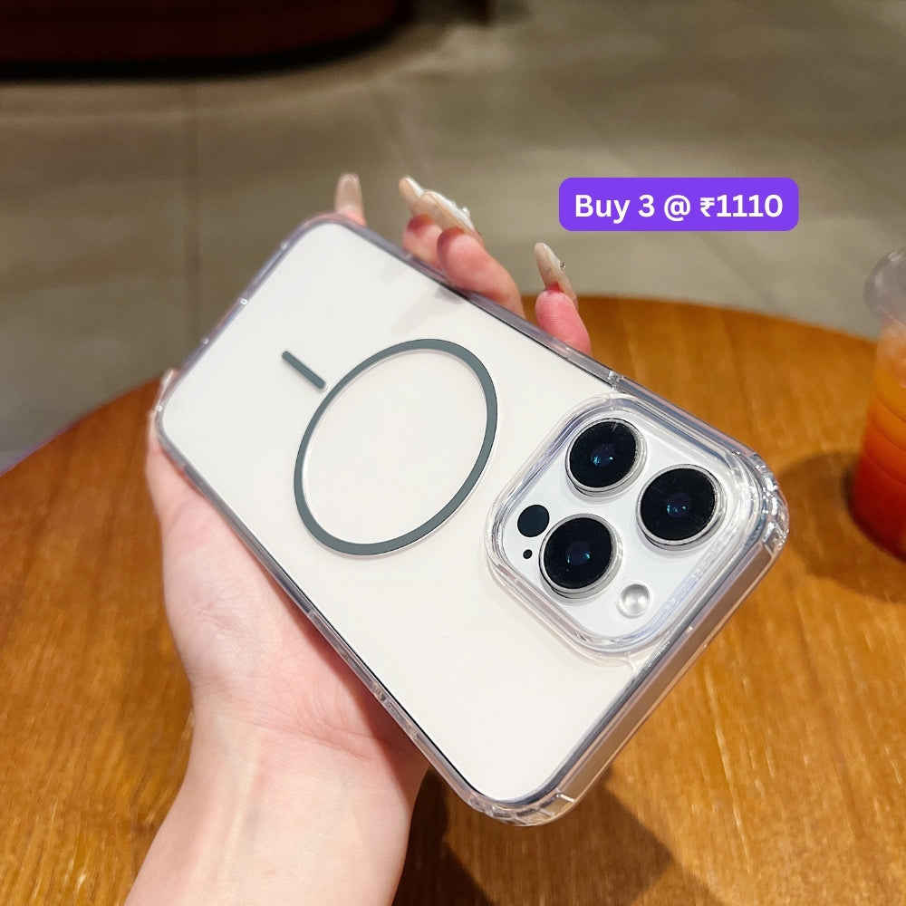 Transparent Flock Lining Magsafe Phone Case - iPhone 14 Pro