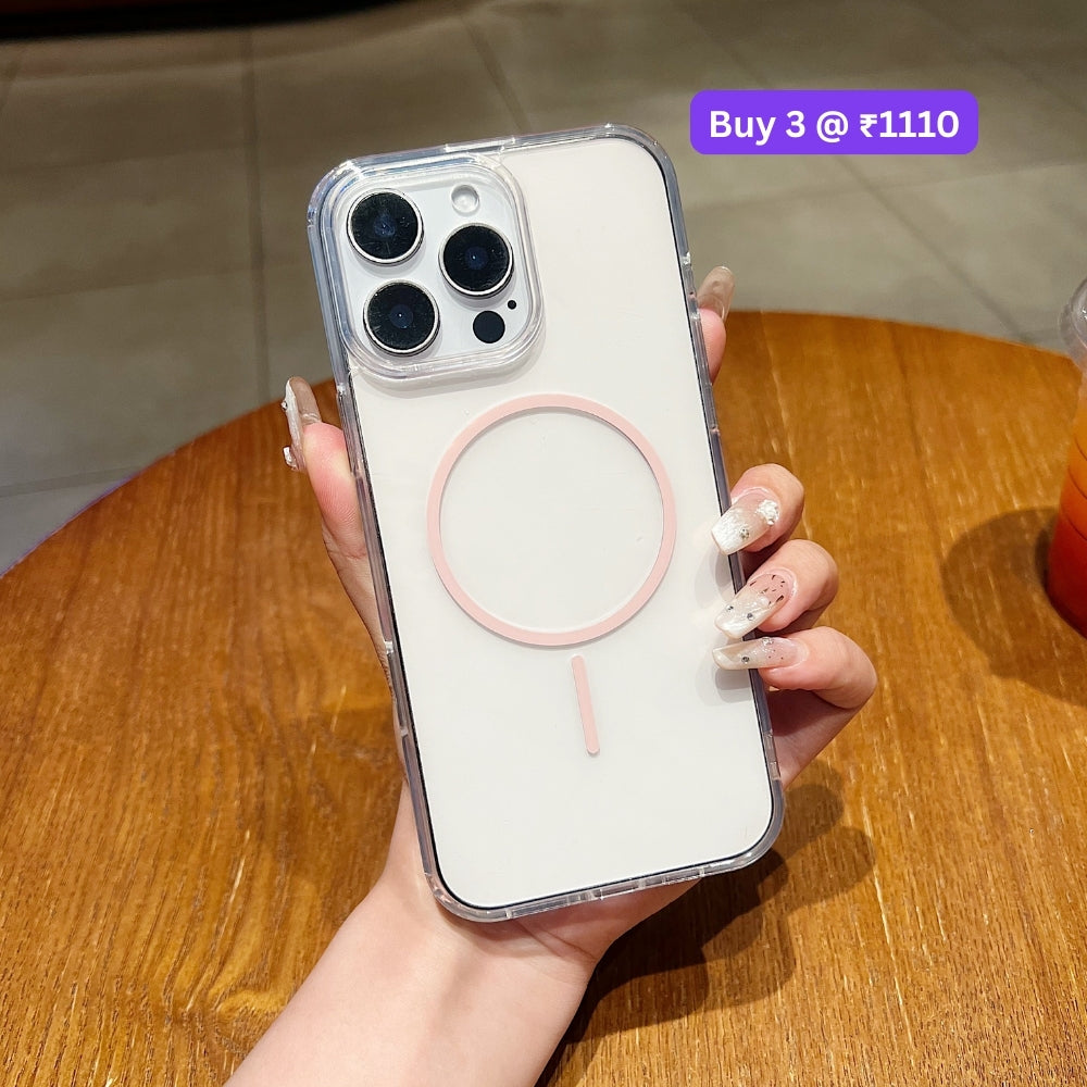 Transparent Flock Lining Magsafe Phone Case - iPhone 14 Pro