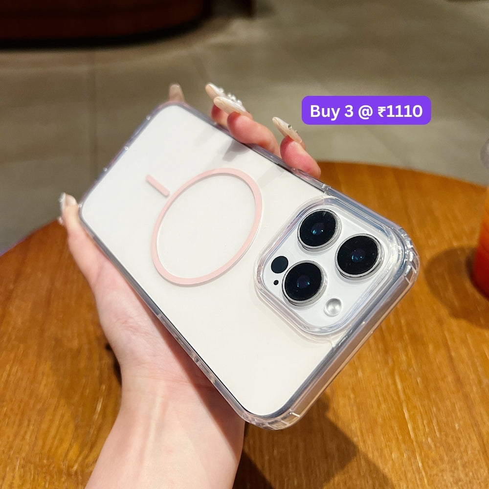 Transparent Flock Lining Magsafe Phone Case - iPhone 14 Pro
