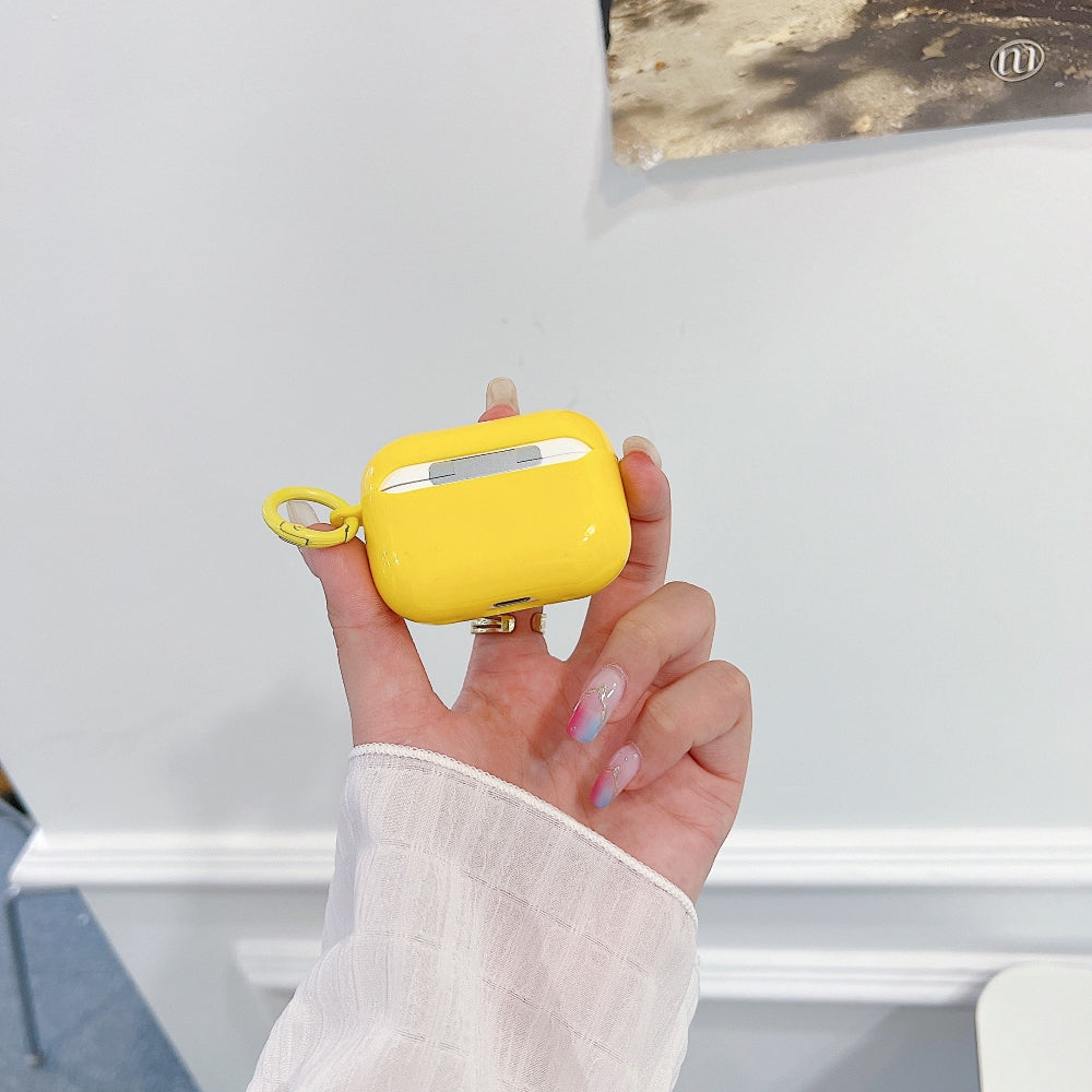 Yellow Twin Heart Case | PC (Hard) Case with Keychain Hook for Airpod Pro 2 | Airpod 3 | Airpod 4