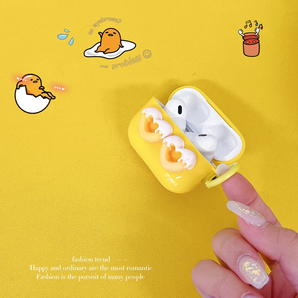 Yellow Twin Heart Case | PC (Hard) Case with Keychain Hook for Airpod Pro 2 | Airpod 3 | Airpod 4