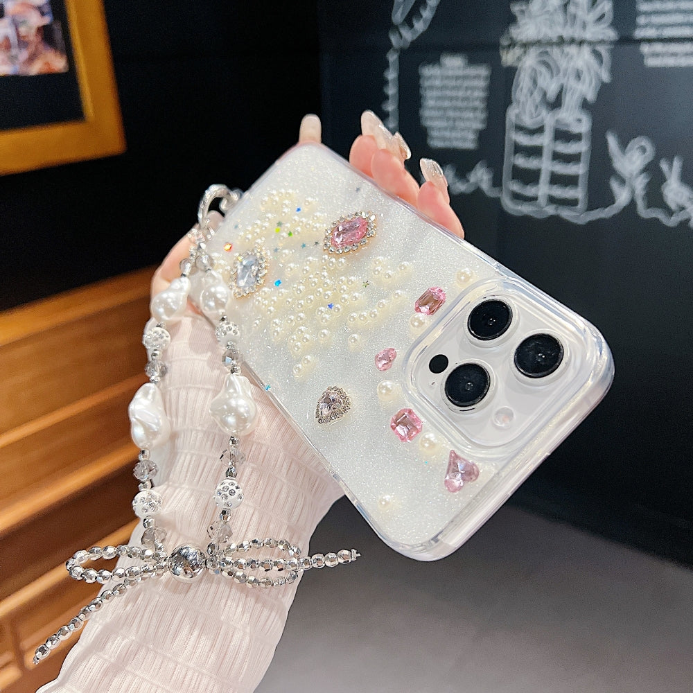 White Rubber Gel Coating Colorful Stone Phone Case