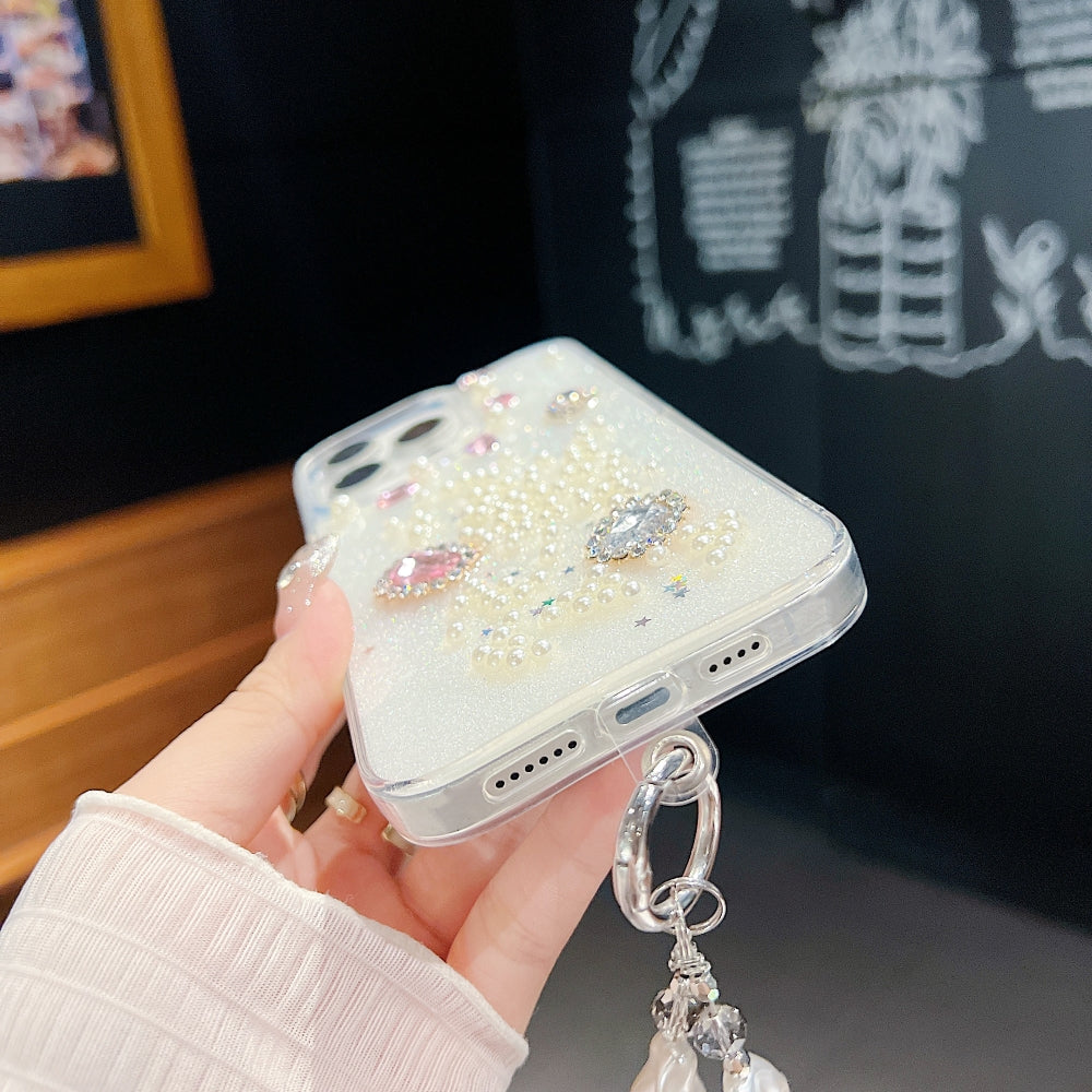 White Rubber Gel Coating Colorful Stone Phone Case
