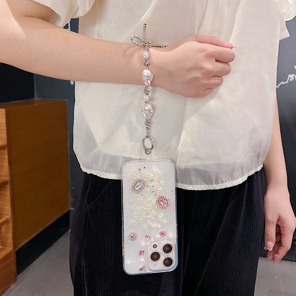 White Rubber Gel Coating Colorful Stone Phone Case