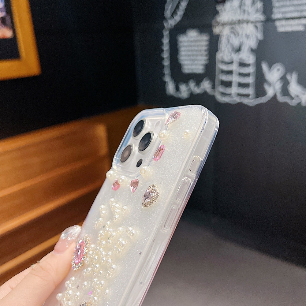 White Rubber Gel Coating Colorful Stone Phone Case
