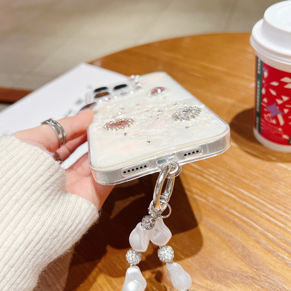 White Rubber Gel Coating Colorful Stone Phone Case