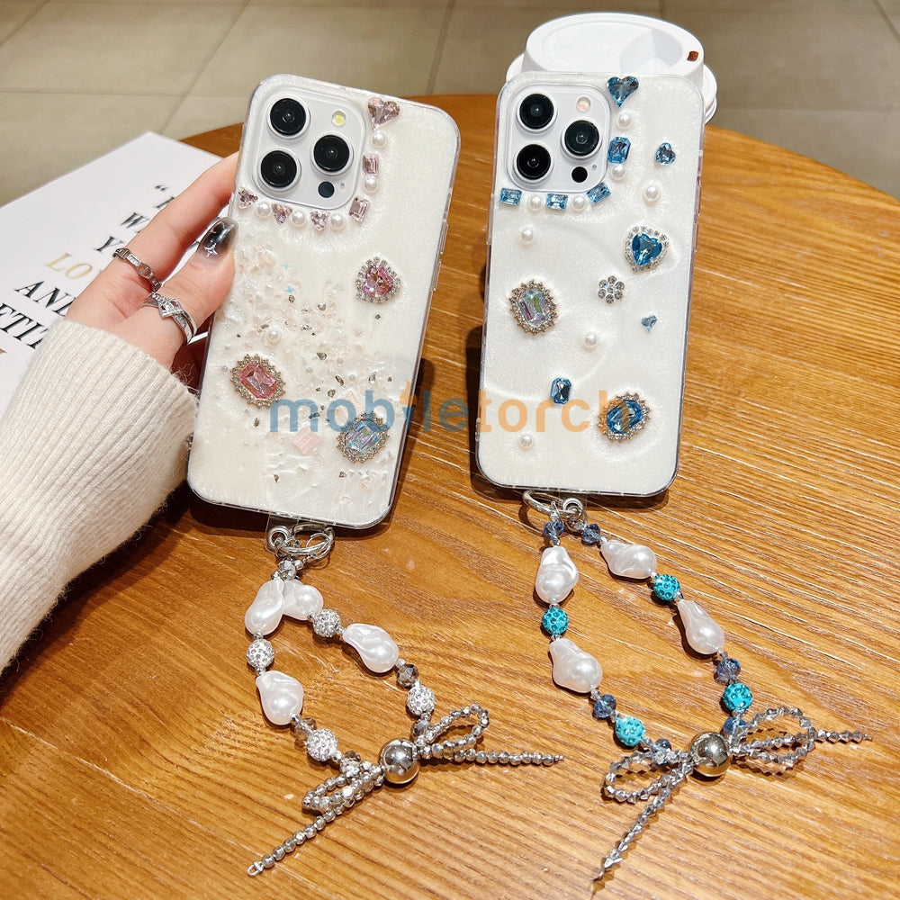White Rubber Gel Coating Colorful Stone Phone Case - iPhone 14 Plus