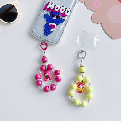 Luxury Color Chain Bunny Rhinestone Beads Mobile Charm | Handbag Charm